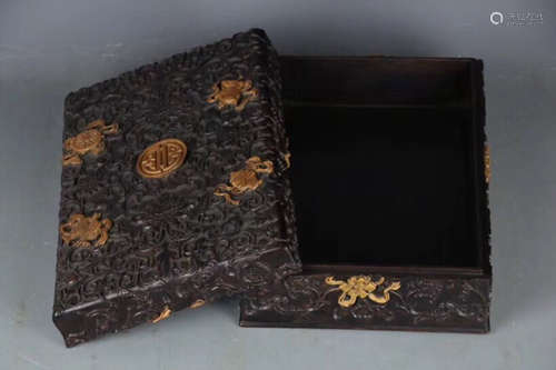 A FLORAL PATTERN ROSEWODD BOX