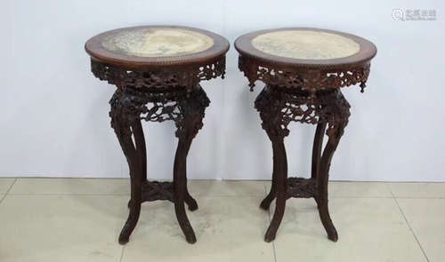 1912-1949, A PAIR OF HOLLOWED OUT DESIGN ROSEWOOD FLOWER STAND, THE REPUBLIC OF CHINA