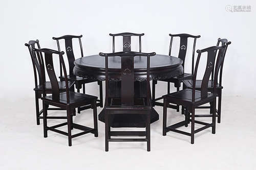 17-19TH CENTURY, A SET OF RUYI PATTERN ROSEWOOD FURNITURES, QING DYNASTY