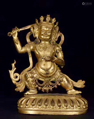 17-19TH CENTURY, A BUDDHA DESIGN GILT BRONZE ORNAMENT, QING DYNASTY