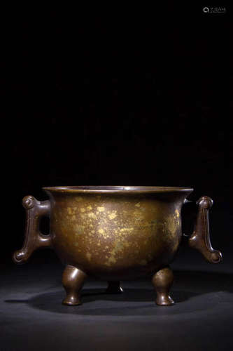 AN OLD DOUBLE-EAR BRONZE CENSER