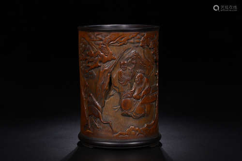 17-19TH CENTURY, A STORY DESIGN BAMBOO BRUSH CONTAINER, QING DYNASTY