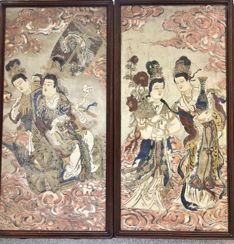 14-16TH CENTURY, A PAIR OF <WANG MU ZHU SHOU> PAINTING, MING DYNASTY