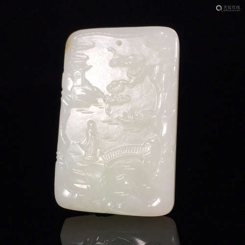 A LANDSCAPE PATTERN HETIAN JADE PENDANT