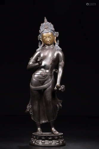 17-19TH CENTURY, A BRONZE BUDDHA DESIGN FIGURE, QING DYNASTY