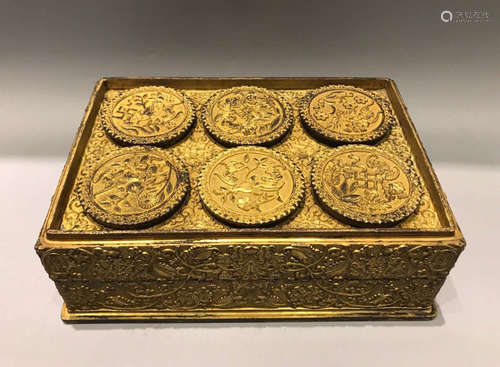 17-19TH CENTURY, A SET OF GILT BRONZE CARVE ENGRAVES ORNAMENT, QING DYNASTY