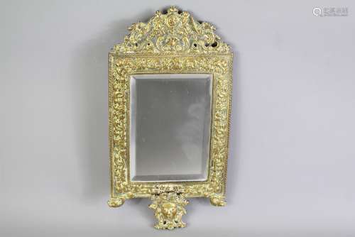 A Victorian Brass Bevelled Mirror