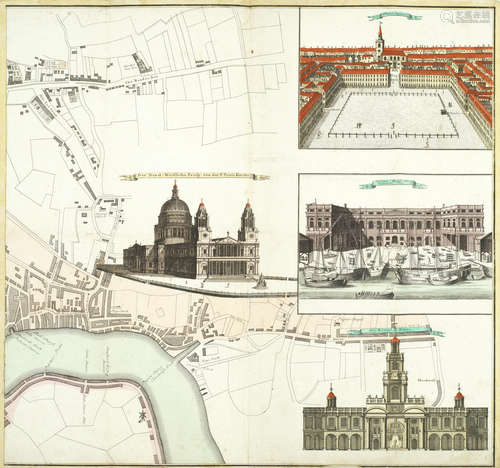 HOMANN HEIRS. Urbium Londini et West-Monasterii nec non Suburbii Southwark accurata Ichnographia, Nuremburg, 1736 (3) LONDON