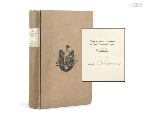 Lady Chatterley's Lover, FIRST EDITION, NUMBER 232 OF 1000 COPIES SIGNED BY THE AUTHOR, [Florence, Giuseppe Orioli], Privately Printed, 1928 LAWRENCE (D.H.)