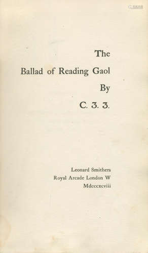 The Ballad of Reading Gaol By C.E.E., FIRST EDITION, ONE OF 800 COPIES ON HAND-MADE PAPER, Leonard Smithers, 1898 [WILDE (OSCAR)]