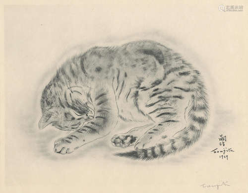 JOSEPH (MICHEL) A Book of Cats. Being Twenty Drawings by Foujita, NUMBER 244 OF 500 COPIES, SIGNED BY FOUJITA in pencil on the colophon, and with the additional suit of plates, New York, Covici Friede, 1930 FOUJITA (TSUGUHARU)