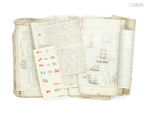 Journal of the artist Edmund Pink describing his sojourn in the Cape of Good Hope, October to November 1820; with a journal of his voyage from London to Rio de Janeiro via Cape Town, 1820-1825; and other printed ephemera and handwritten notes concerning trade and life in the colony, 1820 SOUTH AFRICA - CAPE OF GOOD HOPE