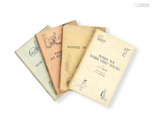 When We Were Very Young, second issue with p.ix numbered, ink ownership name in upper corner of half-title, 1924; Winnie-The-Pooh, 1926; Now We Are Six, 1927; The House at Pooh Corner, neat ownership inscription dated 