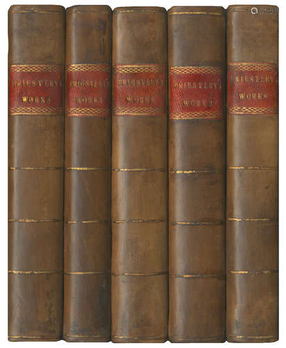 Experiments and Observations on Different Kinds of Air, vol. 1-2 (of 3), 1774-1775, and others, together 5 volumes, uniformly bound in contemporary half calf PRIESTLEY (JOSEPH)