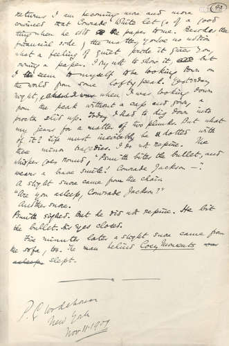 Autograph manuscript of his novel Psmith Journalist, New York, 1909; 'ONE OF THOSE MASTERPIECES YOU CAN'T ALTER A WORD OF' – P.G. WODEHOUSE AT THE OUTSET OF HIS CAREER AS A COMIC NOVELIST. WODEHOUSE (P.G.)