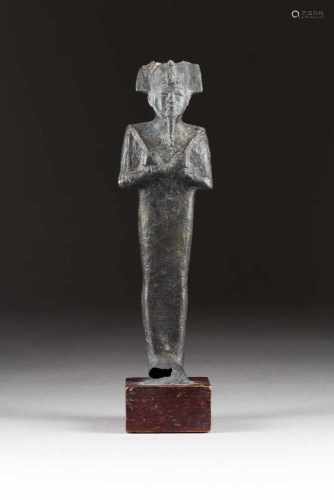 DARSTELLUNG DES OSIRIS Ägypten, Spätzeit, 664-30 v. Chr. Bronze. Ges.- H. 28 cm, H. ca. 25 cm (