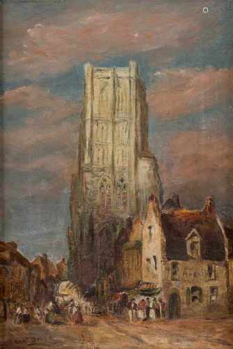 FRANZÖSISCHER IMPRESSIONISTTätig 2. Hälfte 19. Jh.Blick auf die Kathedrale Notre-Dame von Saint-Omer