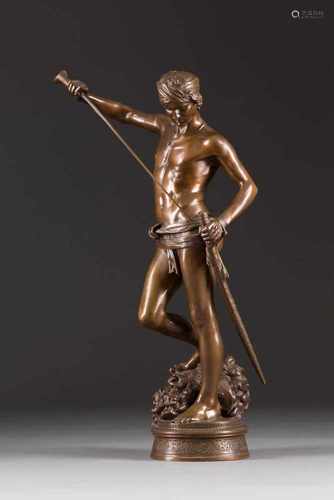 MARIUS JEAN ANTONIN MERCIÉ1845 Toulouse - 1916 ParisDavid mit dem Kopf von Goliath Bronze, braun