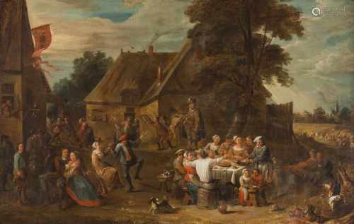 DAVID TENIERS DER JÜNGERE (SCHULE)1610 Antwerpen - 1690 BrüsselDIE BAUERNHOCHZEIT Öl auf Leinwand (