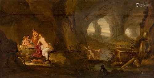 ABRAHAM VAN CUYLENBORCH1620 Utrecht - 1658 EbendaDIANA MIT DEN NYMPHEN IN DER GROTTE Öl auf Holz,