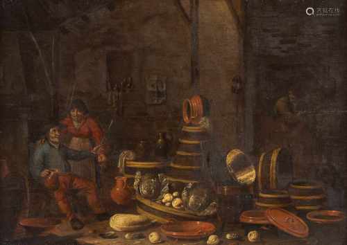 PIETER DE BLOOT (NACHFOLGE)c. 1601 Rotterdam - 1658 EbendaKÜCHENINTERIEUR MIT TRINKENDEM