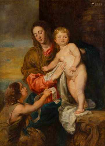 PETER PAUL RUBENS (NACHFOLGER)1577 Siegen - 1640 AntwerpenDIE HEILIGE FAMILIE Öl auf Leinwand. 152