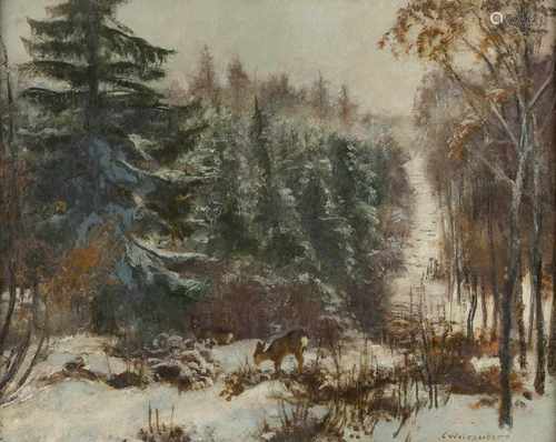 CARL WEISGERBER1891 Ahrweiler - 1968 DüsseldorfZwei Arbeiten: Rotwild im Winterwald und Federvieh im