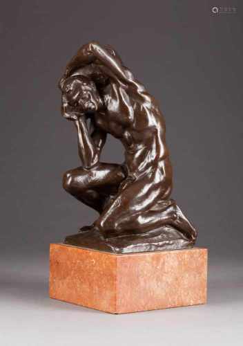 JOSEF HAMMERSCHMIDT1873 Münster - (?) war tätig in Düsseldorf'Schwere Last' Bronze, braun patiniert,