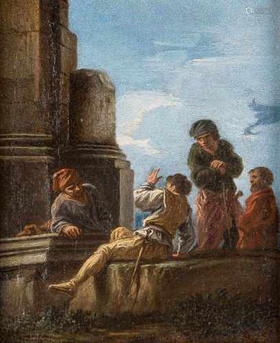SALVATOR ROSA (CIRCLE)1615 Neapel-Arenella - 1673 RomRUINENLANDSCHAFT MIT RASTENDEN Öl auf Leinwand,