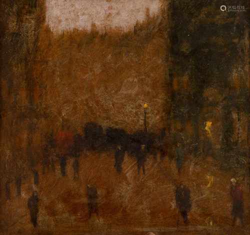 FRANZÖSISCHER MODERNERTätig um 1930Straße in Paris Öl auf Karton auf Platte. 58 x 62 cm (R. 65,5 x