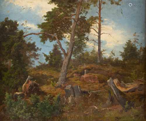 DEUTSCH/ÖSTERREICHISCHER LANDSCHAFTSMALERTätig um 1870Kiefernwald Öl auf Leinwand auf Karton. 35,5 x