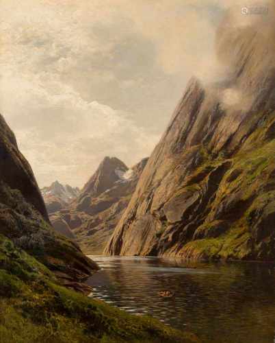 KARL THEMISTOKLES VON ECKENBRECHER1842 Athen - 1921 GoslarSommerlicher Fjord Öl auf Leinwand auf