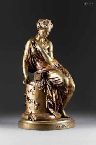 JEAN JULES BERNARD SALMSON1822 Paris - 1902 Coupvray (Seine-et-Marne)'Pandore' Bronze, hell