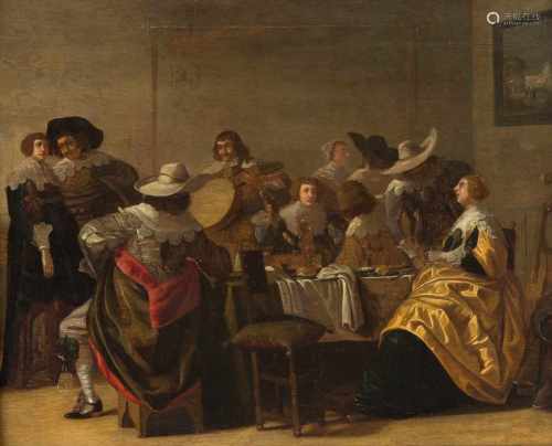 PALAMEDES PALAMEDSZ (DER JÜNGERE)1633 Delft - c. 1705 EbendaTRINKENDE GESELLSCHAFT MIT MUSIKERN Öl