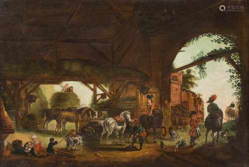 THOMAS HEEREMANS (UMKREIS)1641 Haarlem - 1694 EbendaIM STALL VOR DEM AUSRITT Öl auf Leinwand (