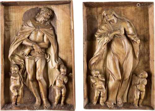 JOHANN PETER ALEXANDER WAGNER1730 Obertheres - 1809 WürzburgZwei Reliefs: Gottesmutter mit Engeln