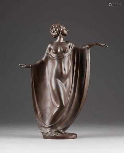 THEODOR STUNDL1875 Maribor/ Slowenien - 1934 Hohenberg/ ÖsterreichJugendstil-Tänzerin Bronze,