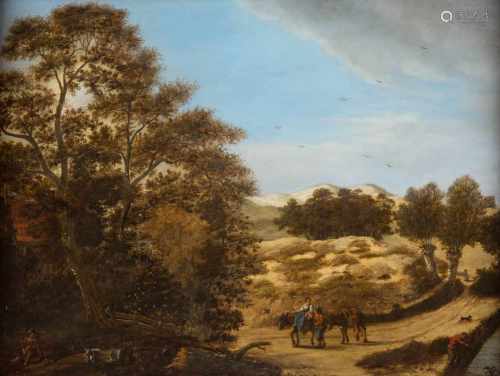 JAN BAPTIST WOLFAERTS1625 Antwerpen - 1687 (?)LANDSCHAFT MIT BAUERN, RASTENDEM ZIEGENHIRTEN UND