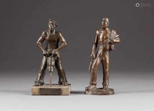 HARALD DEILMANN1920 Gladbeck - 2008 MünsterZwei Bergmann-Figuren Bronze, braun patiniert, grauer