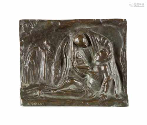 OCTAAF ROTSAERT1885 Brügge - 1964 ebendaDer barmherzige Samariter Bronze, dunkel, teils grün