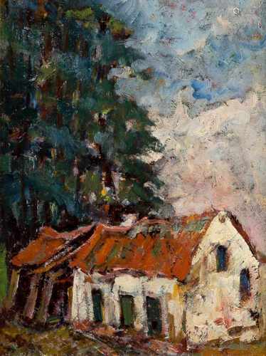 CHAÏM SOUTINE (UMKREIS)1893 Smilawitschy - 1943 ParisHütten mit roten Dächern Öl auf Leinwand auf