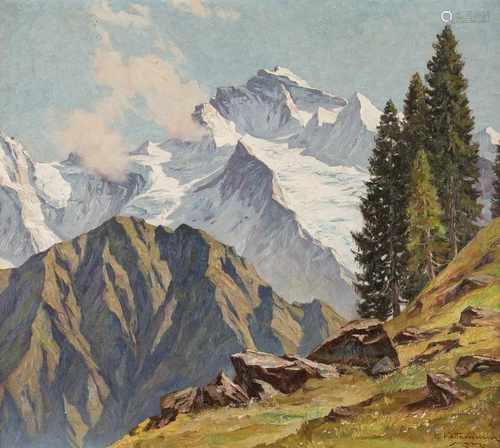 ERWIN KETTEMANNMünchen 1897 - 1971Schweizer Schynige Platte mit Blick auf Jungfrau Öl auf