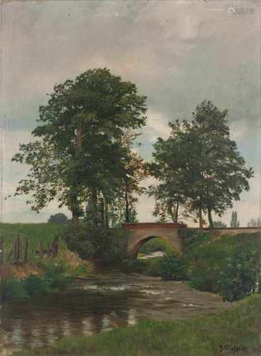 H. BÖHMERDeutscher Künstler, tätig 19./20. Jh.Kleine Steinbrücke am Bach Öl auf Leinwand, maroufl.