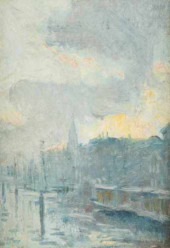 ISIDORE OPSOMER1878 Lier - 1967 AntwerpenHafenstadt Öl auf Holz. 40 x 28 cm (R. 57 x 46 cm).