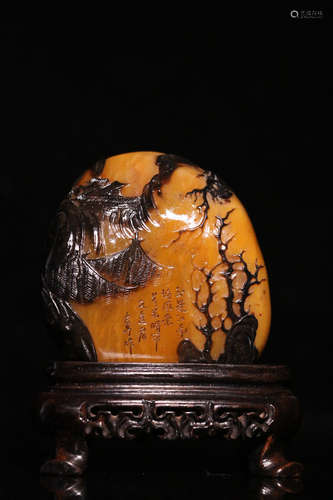 A TIANHUANG STONE CARVED LANDSCAPE PATTERN PENDANT