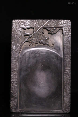 A STONE CARVED BAMBOO&POETRY PATTERN INK SLAB