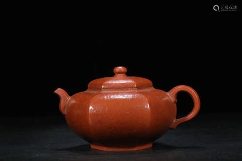 A ZISHA WITH RED MUD PAINTED TEAPOT