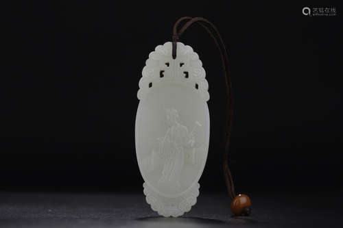 A HETIAN JADE CARVED MAGU PATTERN PENDANT