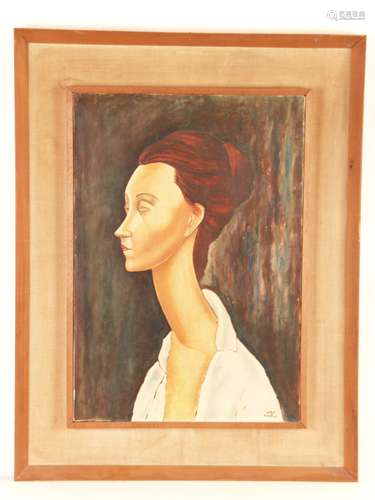 Mele - Portrait von Lunia Czechowska nach Amedeo Modigliani, Öl auf Leinwand, rechts unten<br />signiert 