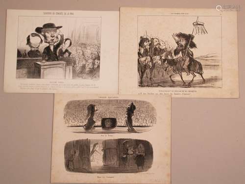 Daumier, Honoré (1808 Marseille - 1879 Valmondois, Val-d'Oise) - 3 Lithographien: 1x